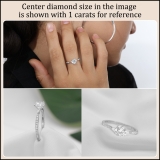 Three Stone Studded Shank Engagement Ring, 0.78 Cttw Lab Grown Diamond in 925 Sterling Silver