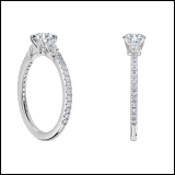 Three Stone Studded Shank Engagement Ring, 0.78 Cttw Lab Grown Diamond in 925 Sterling Silver