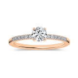 10K Rose Gold 4 Prong Classic Solitaire Engagement Ring, 0.42 Cttw Round Lab Grown Diamond
