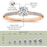 10K Rose Gold 4 Prong Classic Solitaire Engagement Ring, 0.42 Cttw Round Lab Grown Diamond