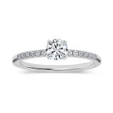 10K White Gold 4 Prong Classic Solitaire Engagement Ring, 0.42 Cttw Round Lab Grown Diamond