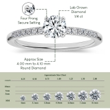 10K White Gold 4 Prong Classic Solitaire Engagement Ring, 0.42 Cttw Round Lab Grown Diamond