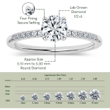 10K White Gold 4 Prong Classic Solitaire Engagement Ring, 0.67 Cttw Round Lab Grown Diamond