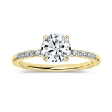 IGI Certified 10K Yellow Gold 4 Prong Classic Solitaire Engagement Ring, 0.92 Cttw Round Lab Grown Diamond