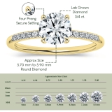 IGI Certified 10K Yellow Gold 4 Prong Classic Solitaire Engagement Ring, 0.92 Cttw Round Lab Grown Diamond