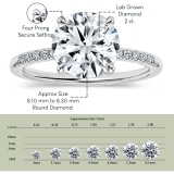 IGI Certified 925 Sterling Silver 4 Prong Classic Solitaire Engagement Ring, 2.17 Cttw Round Lab Grown Diamond