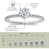 10K White Gold Hidden Halo Solitaire Ring, 0.79 ctw, Round Lab Grown Diamond