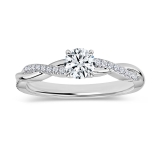 925 Sterling Silver Twisted Ribbon Ring, 0.37 ctw Lab Grown Round Diamond