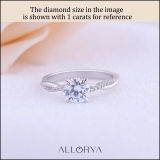 925 Sterling Silver Twisted Ribbon Ring, 0.37 ctw Lab Grown Round Diamond