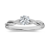 0.25 Ctw Round Lab Grown Diamond Solitaire Intertwined Ring, 14K White Gold
