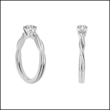 0.25 Ctw Round Lab Grown Diamond Solitaire Intertwined Ring, 14K White Gold