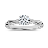 0.50 Ctw Round Lab Grown Diamond Solitaire Intertwined Ring, 925 Sterling Silver