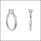 0.50 Ctw Round Lab Grown Diamond Solitaire Intertwined Ring, 925 Sterling Silver
