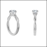 IGI Certified 0.75 Ctw Round Lab Grown Diamond Solitaire Intertwined Ring, 925 Sterling Silver
