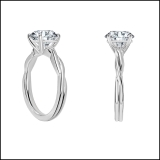 IGI Certified 3.00 Ctw Round Lab Grown Diamond Solitaire Intertwined Ring, 925 Sterling Silver