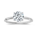 10K White Gold Solitaire Textured Shank Ring, IGI Certified 1.00 ctw Round Lab Grown Diamond
