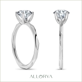 10K White Gold Solitaire Textured Shank Ring, IGI Certified 1.00 ctw Round Lab Grown Diamond