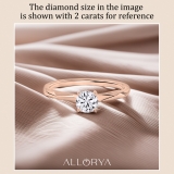 18K Rose Gold Solitaire Textured Shank Ring, IGI Certified 3.00 ctw Round Lab Grown Diamond