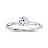 925 Sterling Silver Solitaire Textured Shank Ring, 0.25 ctw Round Lab Grown Diamond