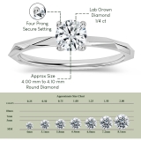 925 Sterling Silver Solitaire Textured Shank Ring, 0.25 ctw Round Lab Grown Diamond