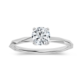 925 Sterling Silver Solitaire Textured Shank Ring, 0.50 ctw Round Lab Grown Diamond
