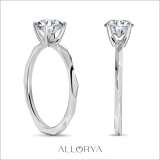925 Sterling Silver Solitaire Textured Shank Ring, IGI Certified 0.75 ctw Round Lab Grown Diamond