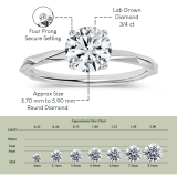 925 Sterling Silver Solitaire Textured Shank Ring, IGI Certified 0.75 ctw Round Lab Grown Diamond