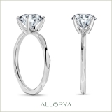 925 Sterling Silver Solitaire Textured Shank Ring, IGI Certified 1.50 ctw Round Lab Grown Diamond