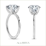 925 Sterling Silver Solitaire Textured Shank Ring, IGI Certified 2.50 ctw Round Lab Grown Diamond