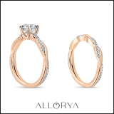 10K Rose Gold Twisted Bridal Ring Set, IGI Certified 1.24 Ctw Round Lab Grown Diamond