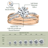 10K Rose Gold Twisted Bridal Ring Set, IGI Certified 1.24 Ctw Round Lab Grown Diamond