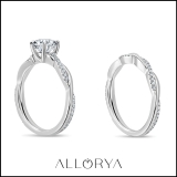 10K White Gold Twisted Bridal Ring Set, 0.49 Ctw Round Lab Grown Diamond