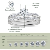 10K White Gold Twisted Bridal Ring Set, 0.49 Ctw Round Lab Grown Diamond