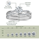 10K White Gold Twisted Bridal Ring Set, 0.74 Ctw Round Lab Grown Diamond