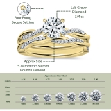 10K Yellow Gold Twisted Bridal Ring Set, IGI Certified 0.99 Ctw Round Lab Grown Diamond