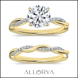 10K Yellow Gold Twisted Bridal Ring Set, IGI Certified 2.24 Ctw Round Lab Grown Diamond