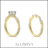 10K Yellow Gold Twisted Bridal Ring Set, IGI Certified 2.24 Ctw Round Lab Grown Diamond
