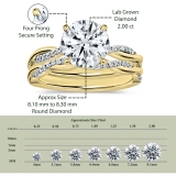 10K Yellow Gold Twisted Bridal Ring Set, IGI Certified 2.24 Ctw Round Lab Grown Diamond