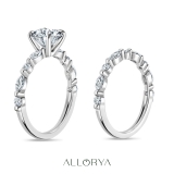 925 Sterling Silver Metal Beaded Ring Set, IGI Certified 1.50 ctw Round & Marquise Lab Grown Diamond  