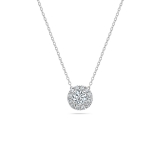 925 Sterling Silver Elegant Halo Pendant with 18 inch Silver Chain for Women with 0.61 ctw, Round (0.50 ct Center & 0.11 ct Side) Lab-Grown White Diamond