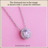 925 Sterling Silver Elegant Halo Pendant with 18 inch Silver Chain for Women with 0.61 ctw, Round (0.50 ct Center & 0.11 ct Side) Lab-Grown White Diamond