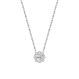 925 Sterling Silver Octagon Frame Halo Pendant, 0.35 ctw Round Lab Grown Diamond with 18 inch Silver Chain