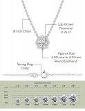925 Sterling Silver Octagon Frame Halo Pendant, 0.35 ctw Round Lab Grown Diamond with 18 inch Silver Chain