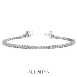 1.00 Ctw Round Lab Grown Diamond Classic Linear Tennis Bracelet, 10K White Gold