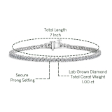 1.00 Ctw Round Lab Grown Diamond Classic Linear Tennis Bracelet, 10K White Gold
