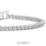 2.00 Ctw Round Lab Grown Diamond Classic Linear Tennis Bracelet, 10K White Gold