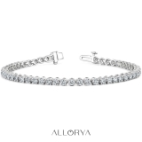 4.00 Ctw Round Lab Grown Diamond Classic Linear Tennis Bracelet, 10K White Gold
