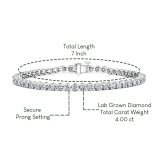 4.00 Ctw Round Lab Grown Diamond Classic Linear Tennis Bracelet, 10K White Gold