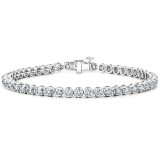 5.00 Ctw Round Lab Grown Diamond Classic Linear Tennis Bracelet, 10K White Gold