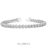 7.00 Ctw Round Lab Grown Diamond Classic Linear Tennis Bracelet, 10K White Gold